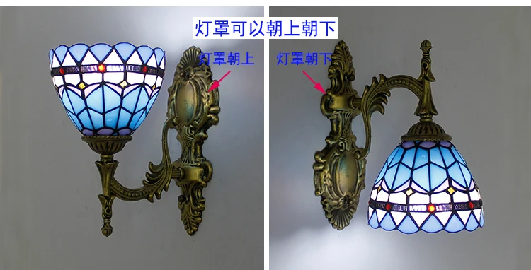 Tiffany style Wall Mounted Sconce Fixture Sunflower Pyramid dragonfly design home Bedroom Decoration accessory glass Light decor