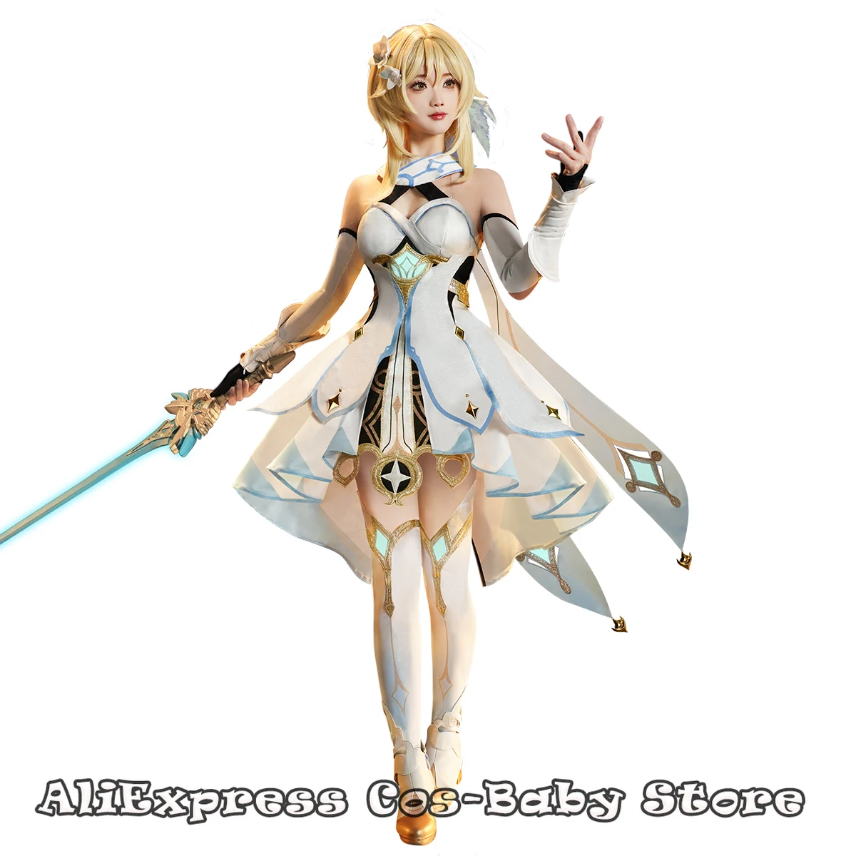 

Lumine For Wmen Men Cosplay Wig Shoes Halloween Plus Size Traveler Lumine Cosplay Costume Game Genshin Impact【S-2XL】