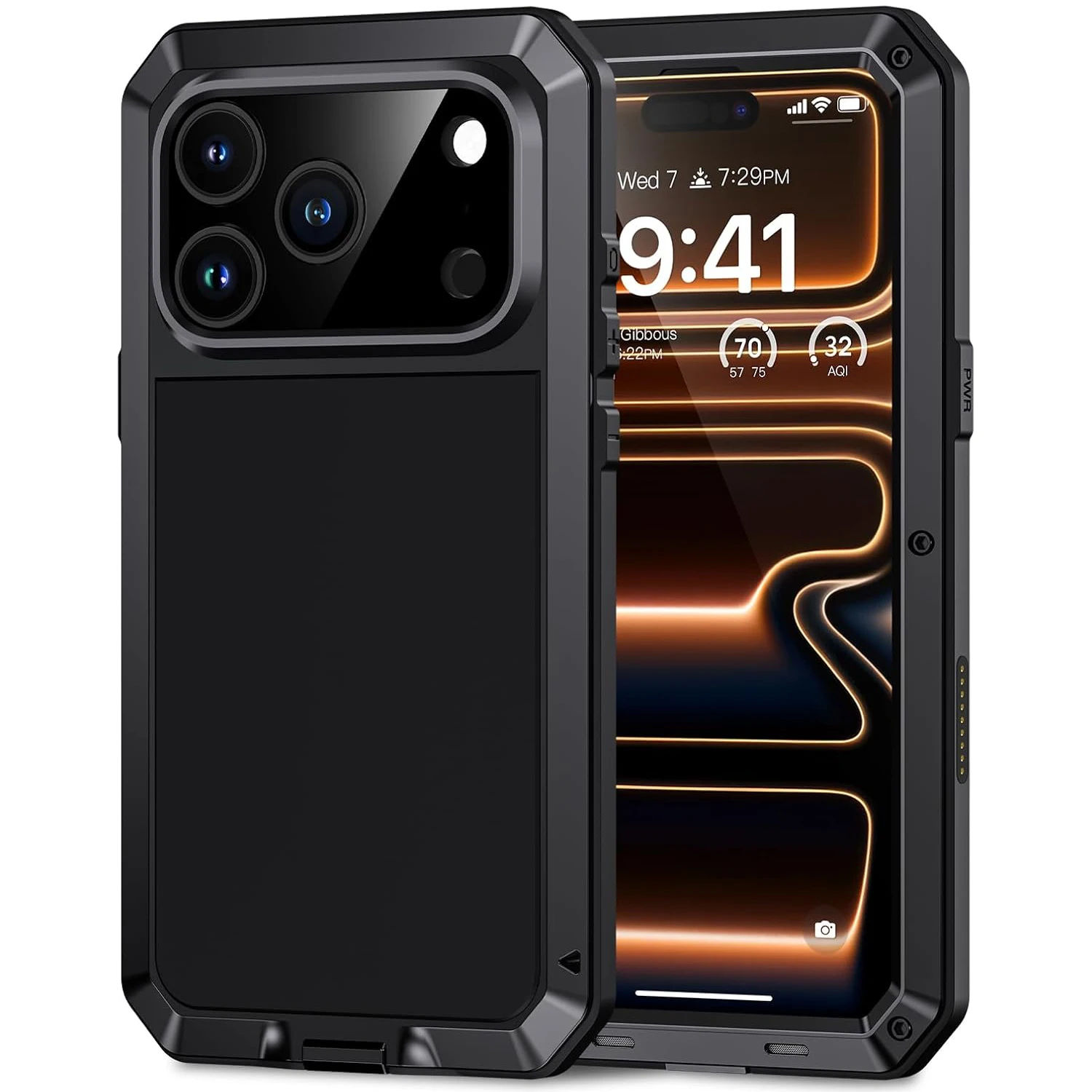Para iPhone Air 17 Pro Max 17 Pro 17 Funda de metal, resistente a los golpes y resistente con protector de pantalla de vidrio incorporado