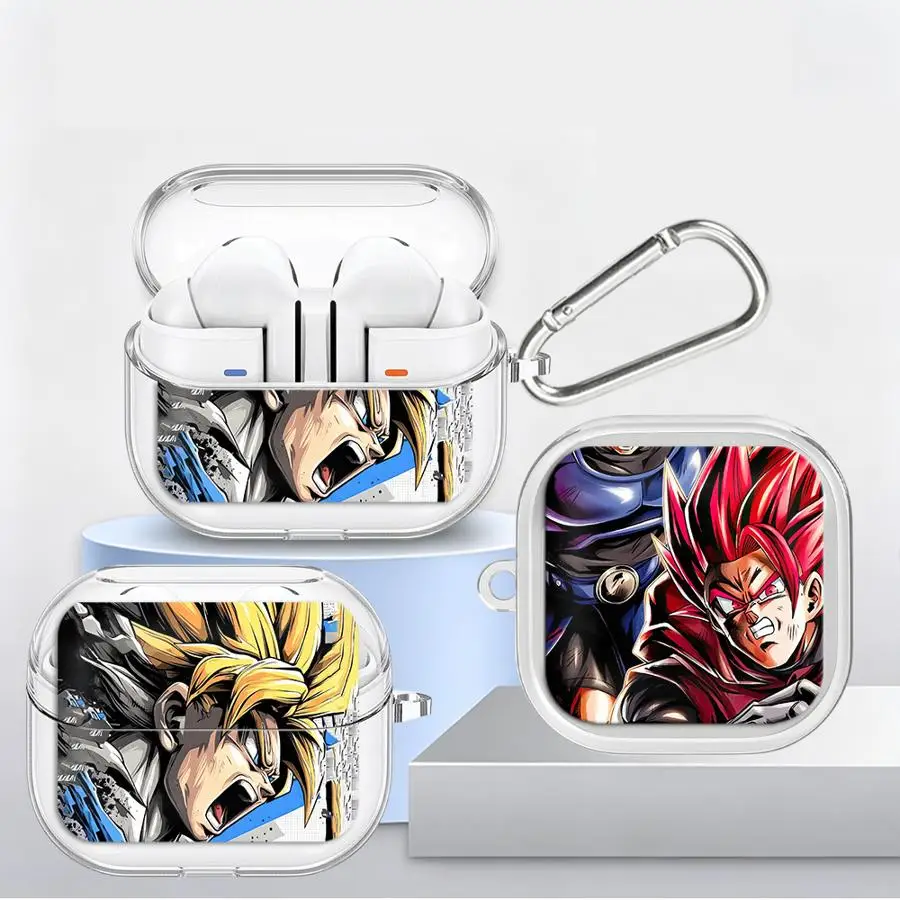 Case For Xiaomi Redmi Buds 6 Pro 5 7 6Active 8Active 8 Lite Clear Earphone Cover With Hook Dragon Balls SS3 Goku Flame
