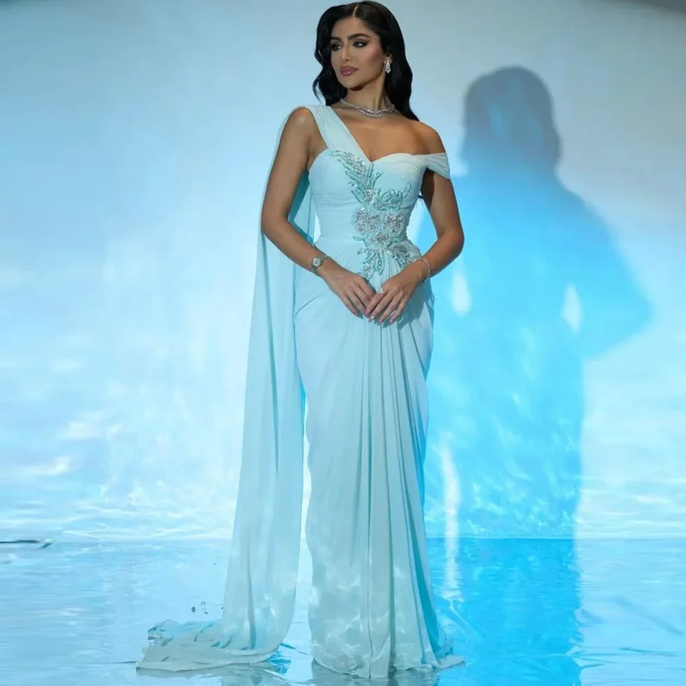 

Изысканные синие атласные платья знаменитостей по индивидуальному заказу. Элегантное/изящное платье без бретелек с открытыми плечами и бисером на молнии сзади.