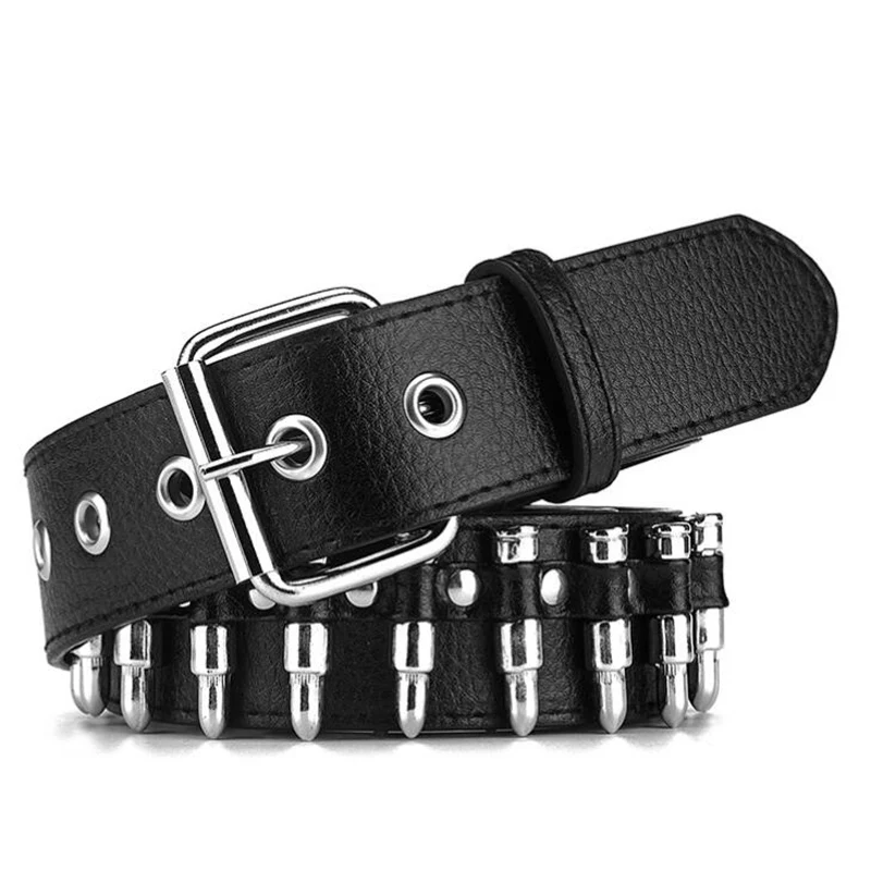 Ceinture en cuir pour homme et femme, accessoire de décoration de haute qualité, couleur noire, Punk, mode, cloutée, cadeau