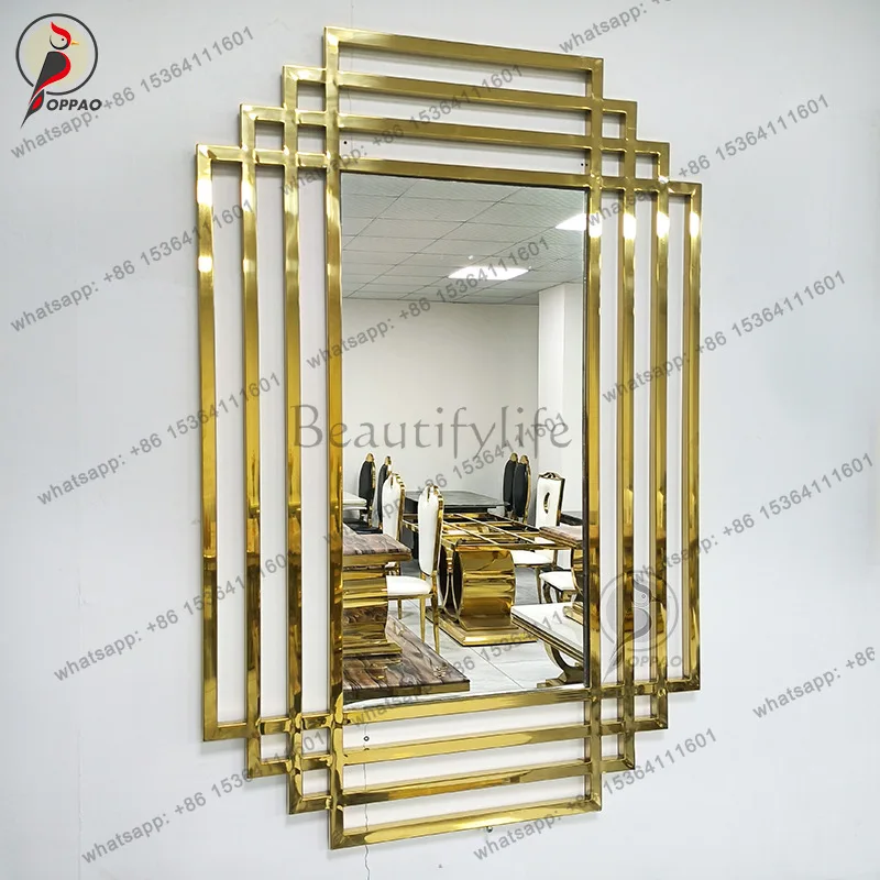 Creative metal hanging mirror light luxury wall wall decorative enigma mirror
