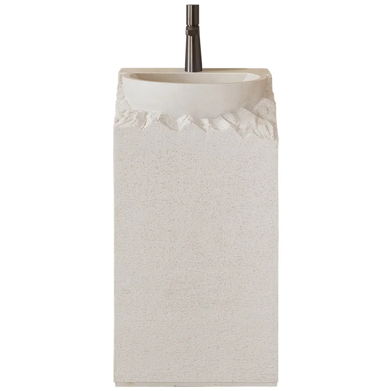 

Wabi Sandy Wind Stone Outdoor Column Basin Designer Integrated Floor-to-Floor Wash Sink Art Creative Personalized Wash Table