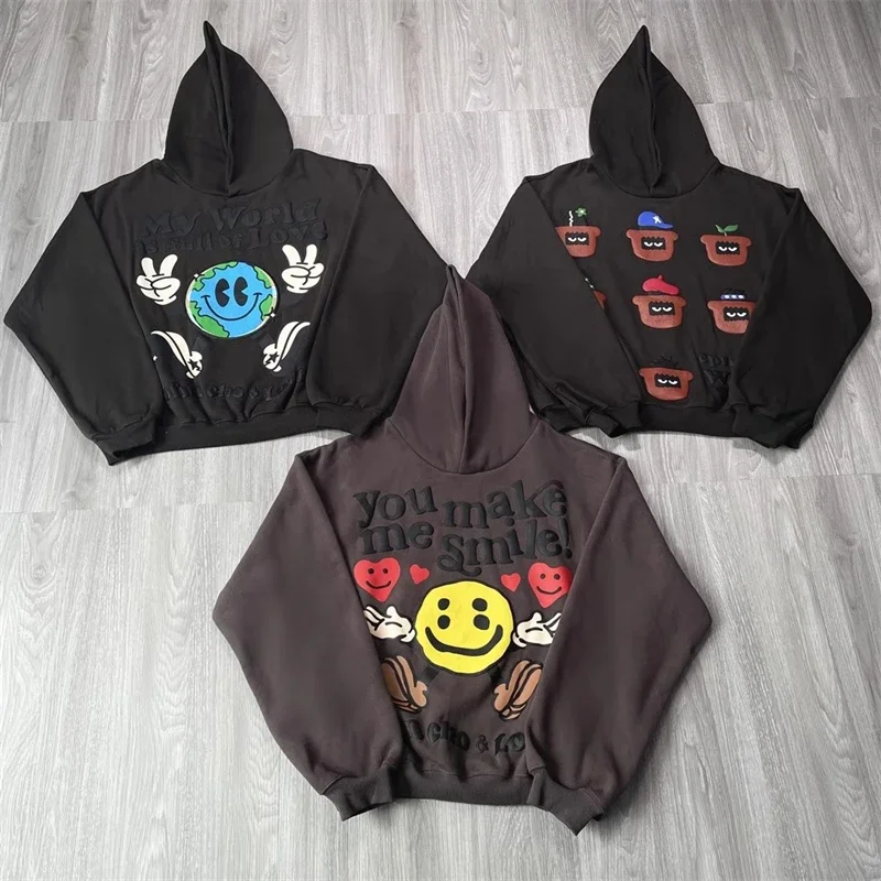 

23SS New Foam Print Plus Velvet CPFM Men Women Streetwear Oversize Funny Cartoon Casual Hip-Hop Couples Sweatshirt Hoodies