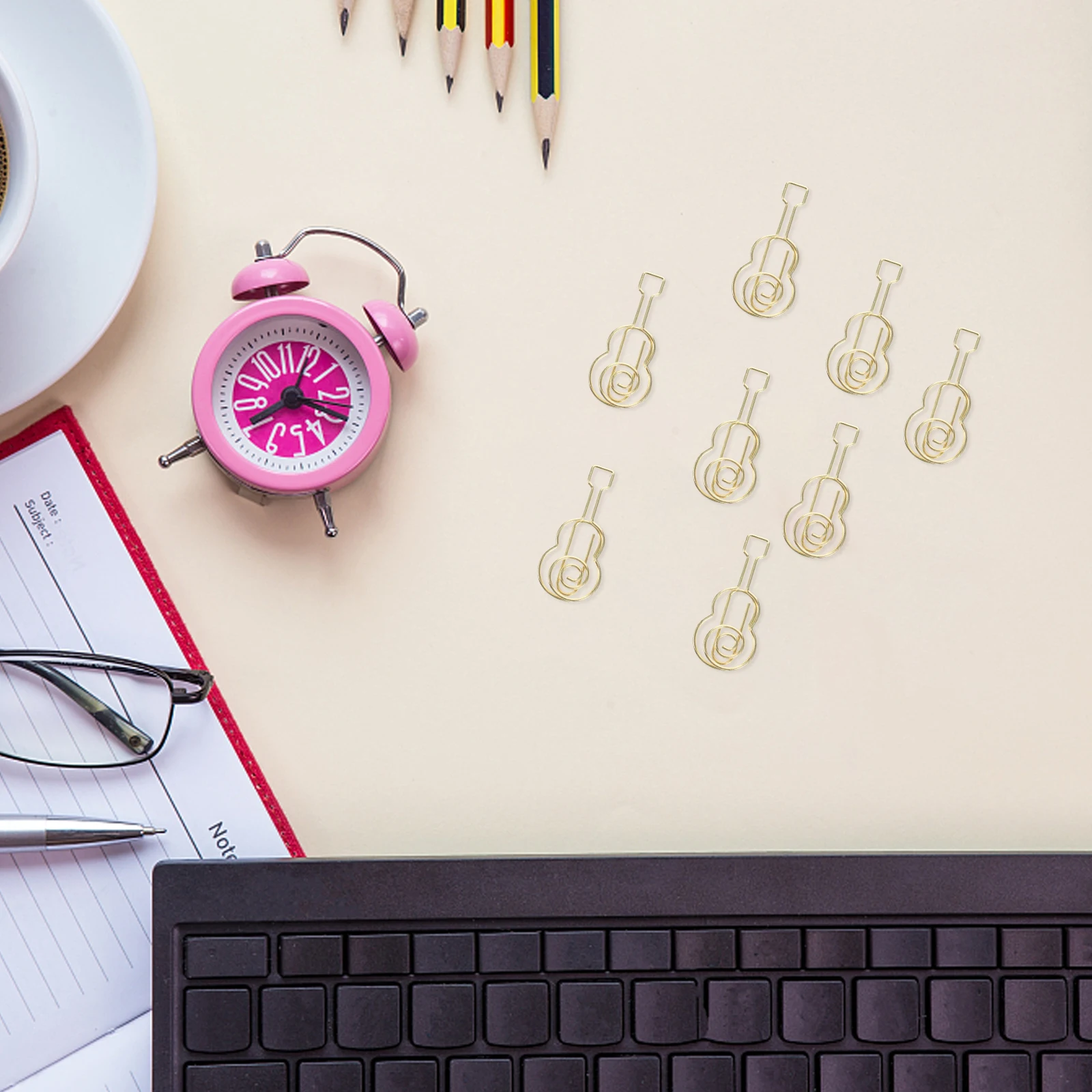 

50pcs Music Series Paper Clips Violin Shaped Metal Small Clips For Office School Document Filing Organizer Stationery Gift