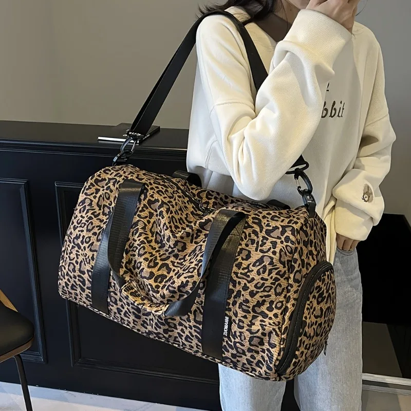 Fashionable Lady's Leopard Print Tote Bag, Large Capacity Travel Bag,  Weekender Overnight Bag with Shoe Compartment - AliExpress 1524