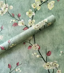 Modern Green Floral Wallpaper DIY Stick Wallpaper Flower Self Adhesive Wall Paper Roll Removable Contact Paper Decorative