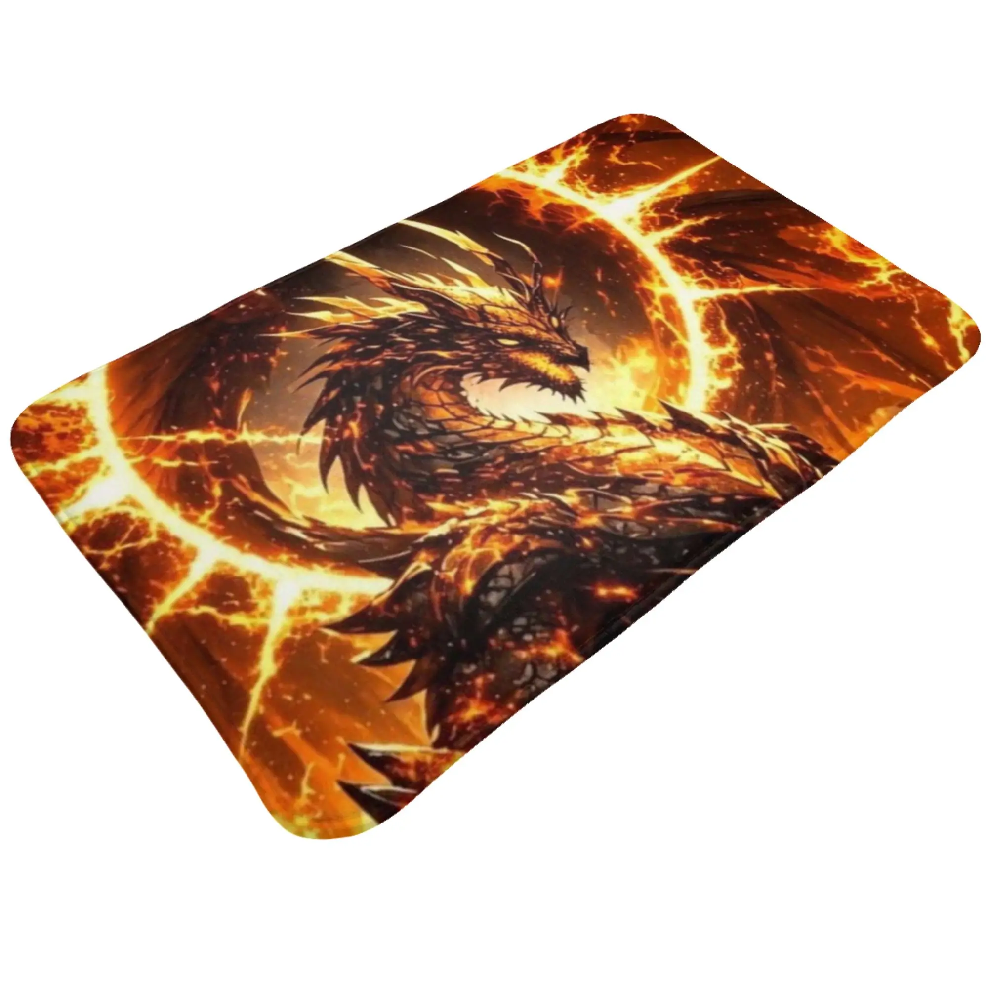 Sun Aura Fire Dragon Fantasy Anti-Slip Doormat Kitchen Mat  Hallway Indoor Home Decor