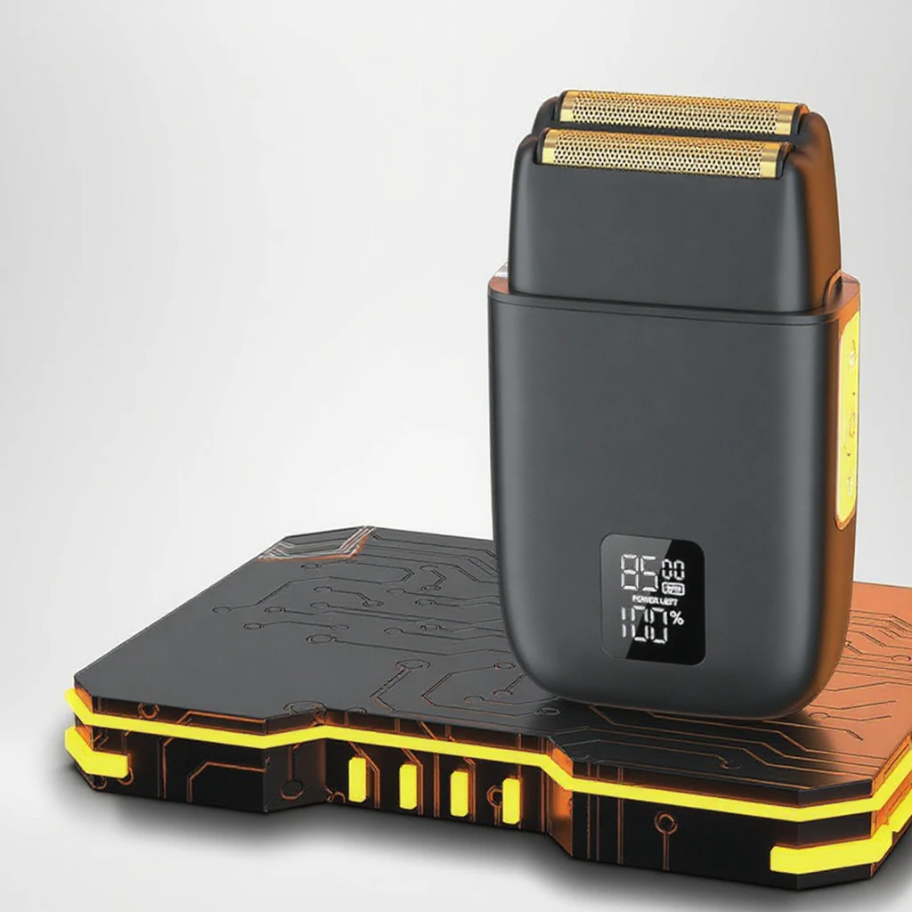 

Классическая бритва с возвратно-поступательным движением и двойной головкой, двойное лезвие, новый цифровой дисплей, корпус из алюминиевого сплава, перезаряжаемая электробритва, белая