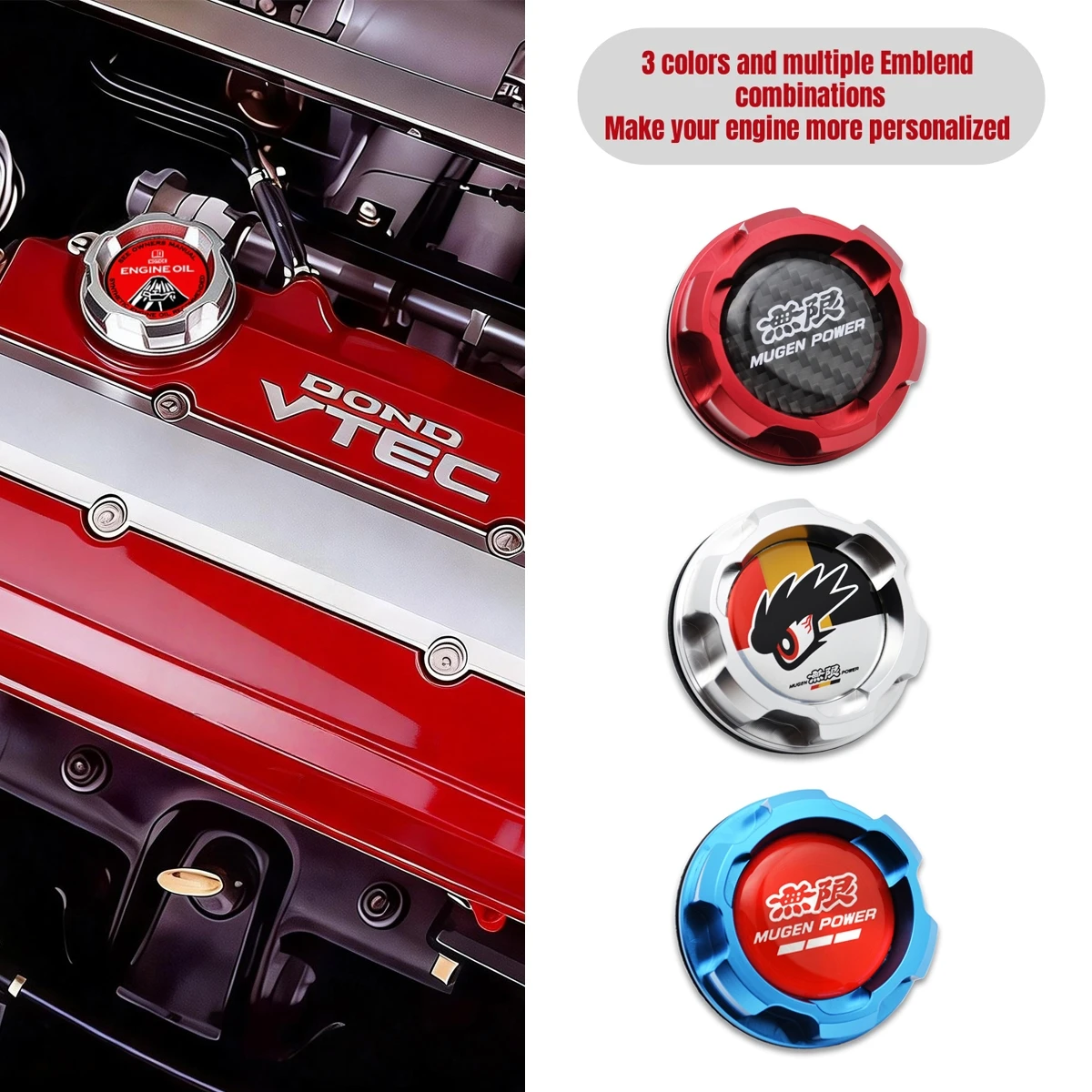 Aluminum ENGINE Oil Cap For Honda Accord SI Element ACURA INTEGRA S2000 PRELUDE CRV Civic Fit car accessories Mugen Power JDM