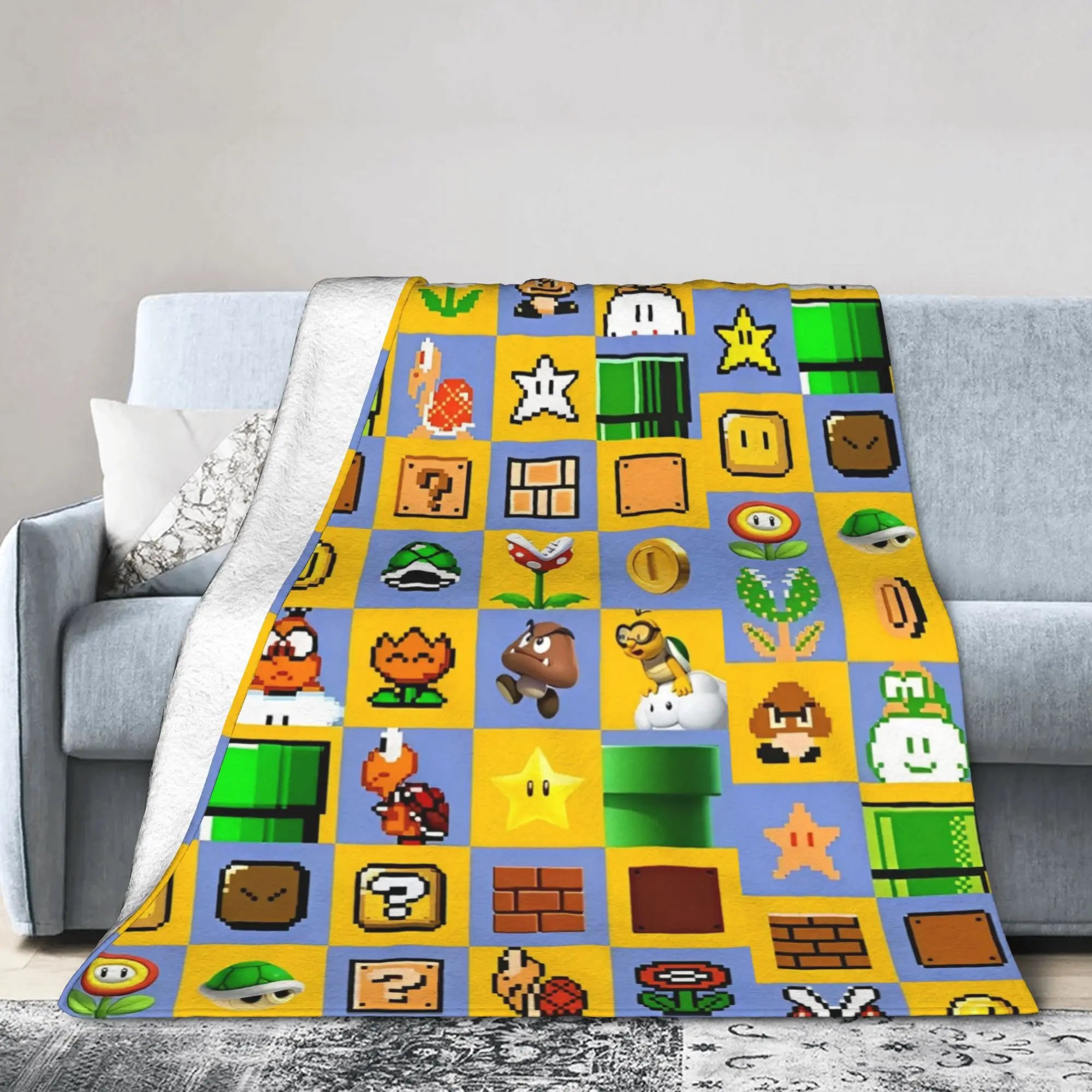 

Одеяло Marios Game с героями мультфильмов, флисовое летнее многофункциональное мягкое одеяло с кондиционером для кровати, дорожное покрывало