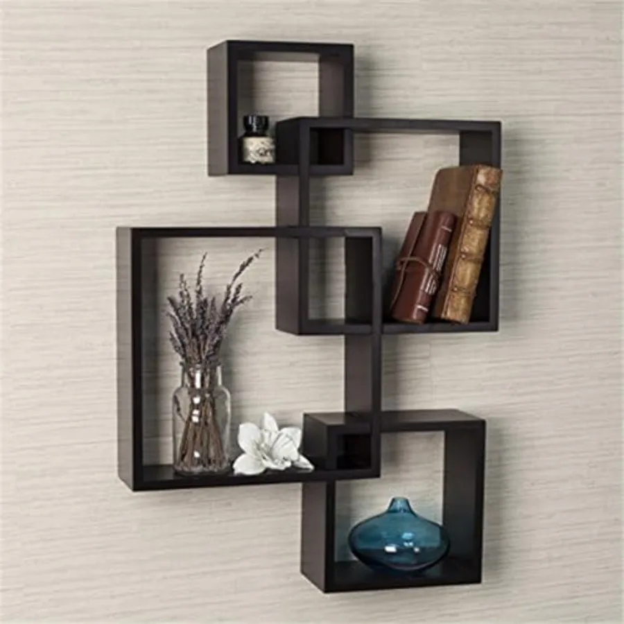 BR1023ES Decorative Wall Mount Floating Intersecting Cube Accent Wall Shelf