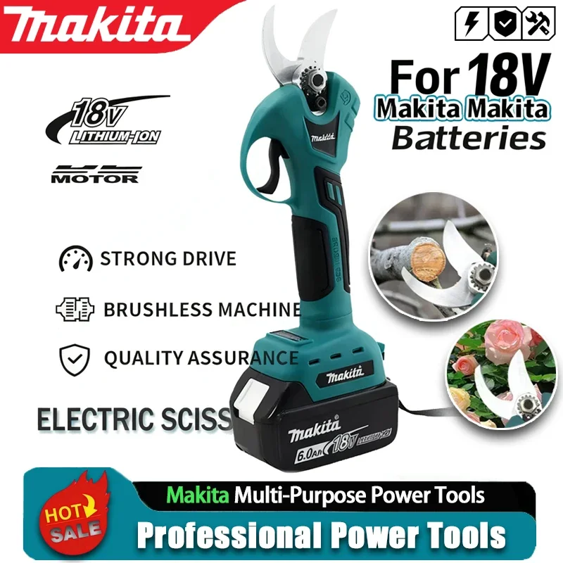 

Беспроводной электрический секатор Makita с 4 скоростями, ручной, для обрезки садовых кустов и веток деревьев, совместим с аккумулятором Makita 18В