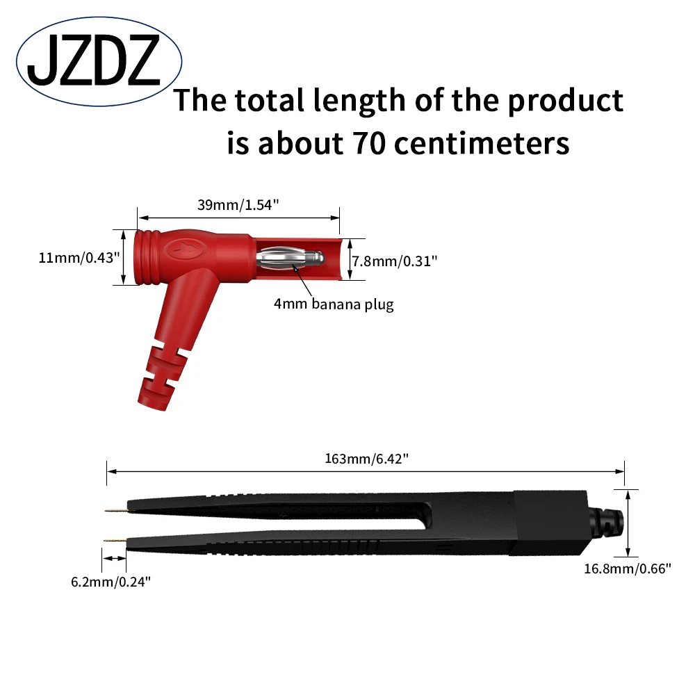 Imagem -02 - Jzdz Smd Lcr Chip Multímetro Test Clip Capacitância Indutor Teste de Resistência Medidor Chumbo Probe Pinça J.30050