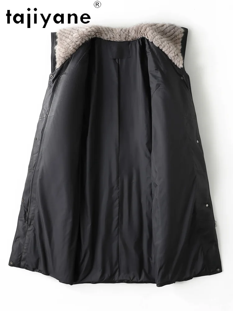 TAJIYANE Vera pelle di pecora Piuma d'oca Cappotto Donna Collo in pelliccia di visone Piumini lunghi Giacca in vera pelle Donna Abbigliamento 2025 3)