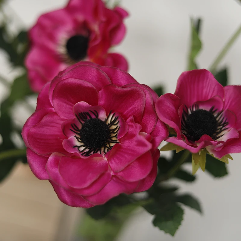 Neue 3-köpfe Anemone gefälschte Blumen Seide Mohn künstliche Blumen Party Hochzeit Dekoration Weihnachten Home Decor Kranz Zubehör – Detail 7