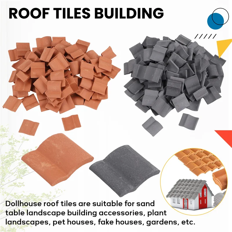 B05C-200Pcs بلاط السقف بناء مجموعة البلاط المصغر دمية صغيرة Shingles بلاط وهمية المشهد حديقة Diorama تسقيف #3