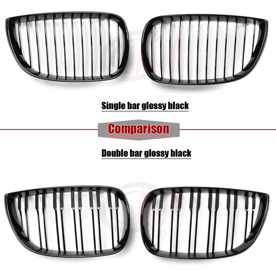 For BMW 1 Series E81 E87 2004-2007 Glossy black double kidney grille upgraded decorative grille for car front bumper