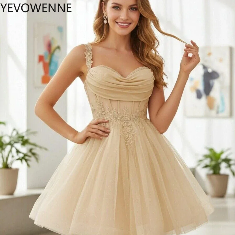 DAMA Dress Off Shoulder Short Homecoming Dress for Teens Sparkly Lace DAMA Dress for Quinceanera 3D Floral Tulle Prom Ball Gown