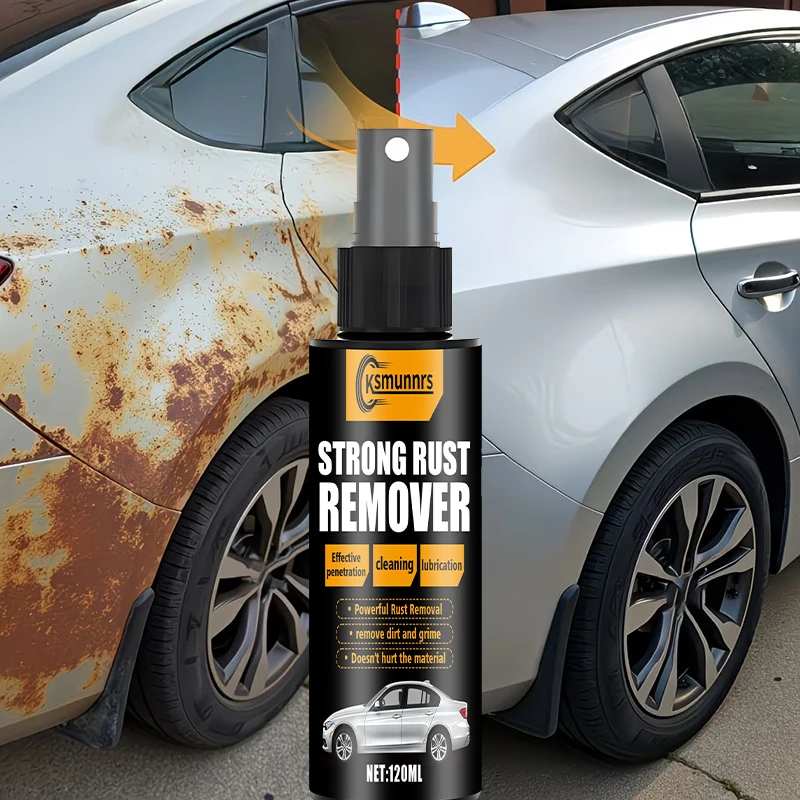 120ml Metal Rust Remover Spray, Fast Cleaning and Polishing Agent for Car Parts, Wheel Hubs and Metal Surfaces