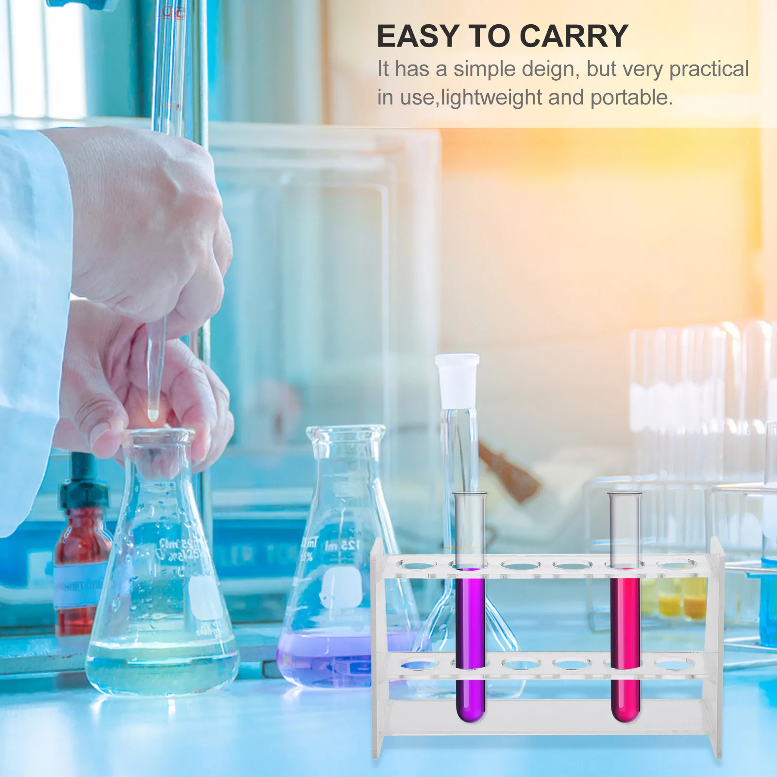 Plastic Test Tube Rack 6 Holes Smooth Finish Lab Tube Shelf for Organizing Scientific Equipment Efficiently Laboratory Supplies