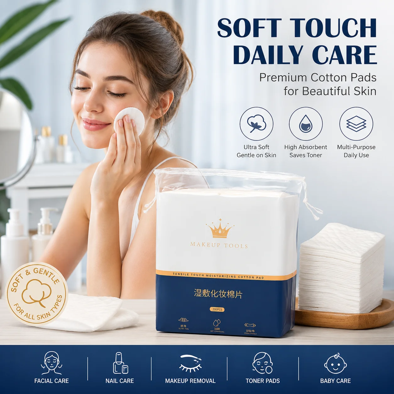 200PCS Atmungsaktive Gesichtsmaske Papier Nass Baumwolle Stretch Einweg Wasser Sparen Baumwolle Pad Tragbare Make-Up Entfernung Baumwolle Stück