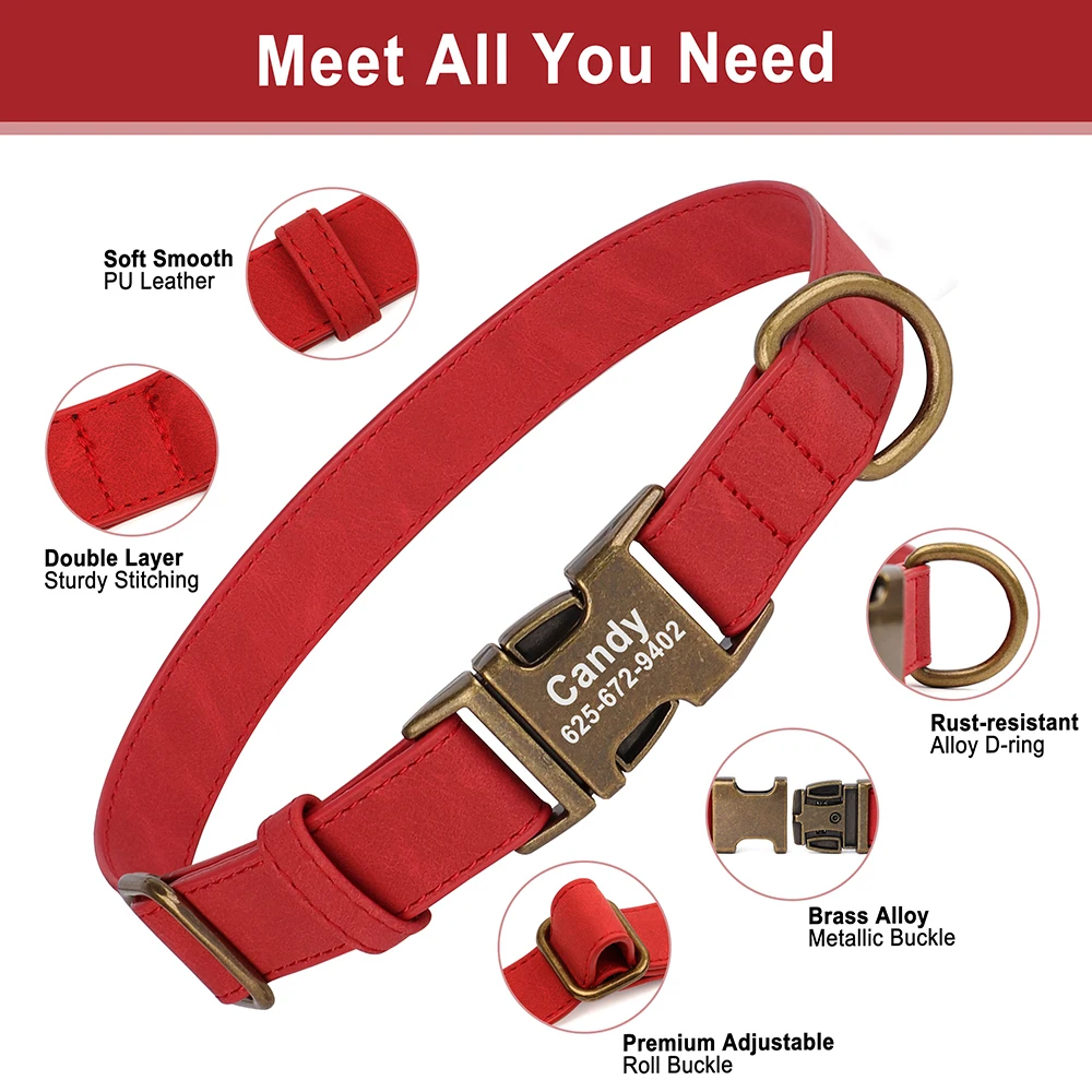 Personal isierte Hunde halsband Leine Set maßge schneiderte Hunde halsband Walking Blei Seil Leder Haustier Halsbänder für kleine mittelgroße Hunde Mops – Detail 19