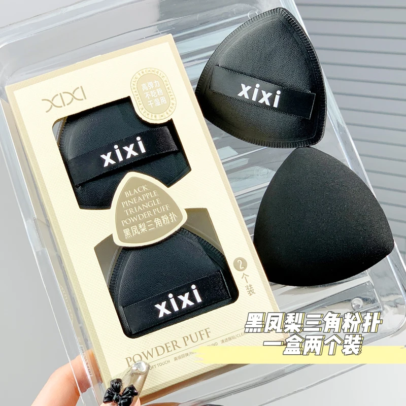 2 Pcs Black Triangle Powder Puff Soft Makeup Sponge for Face Make Up Eyes Contouring Shadow Cosmetics Washable Velvet Foundation