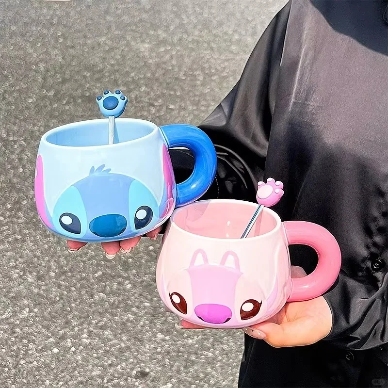 

2025 New Hot Kawaii Angel Mug Large Capacity Cartoon Spoon Ceramic Cup Coffee Cup 500ml Handle Souvenir Water Cup Birthday Gifts