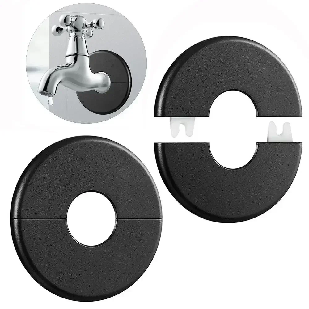 ABS Faucet Decorative Cover Round Self-Adhesive Pipe Wall Covers Black/White Shower Faucet Cover Bathroom Kitchen Accessories