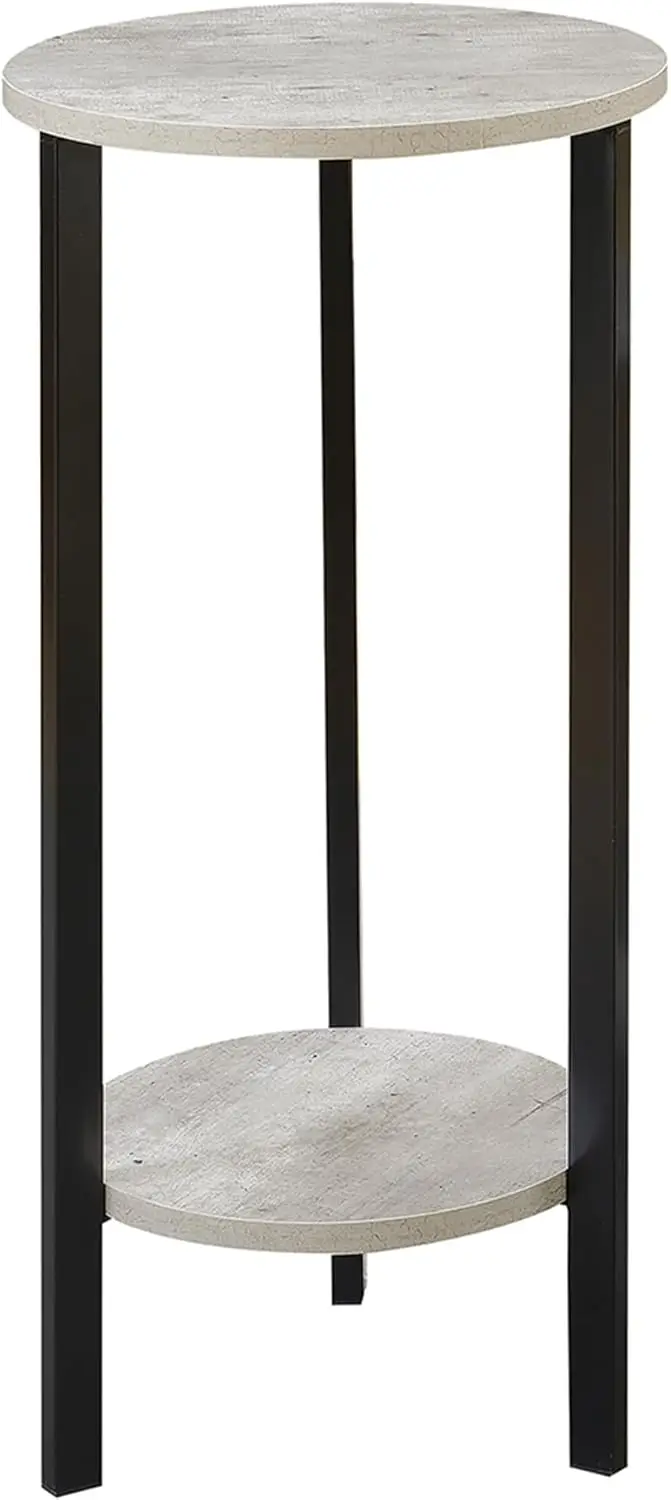 

Современная подставка для растений 31,5 дюйма с двумя полками, имитация березы и черная отделка, для домашнего декора