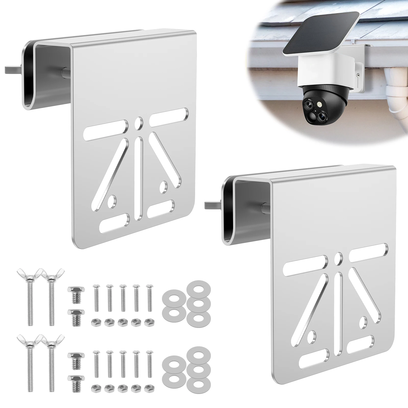 Soporte de Acero Inoxidable para Cámara de Seguridad Solar con Montaje en Canaleta para Eufy Security SoloCam S340, Compatible con Cámaras IP PTZ