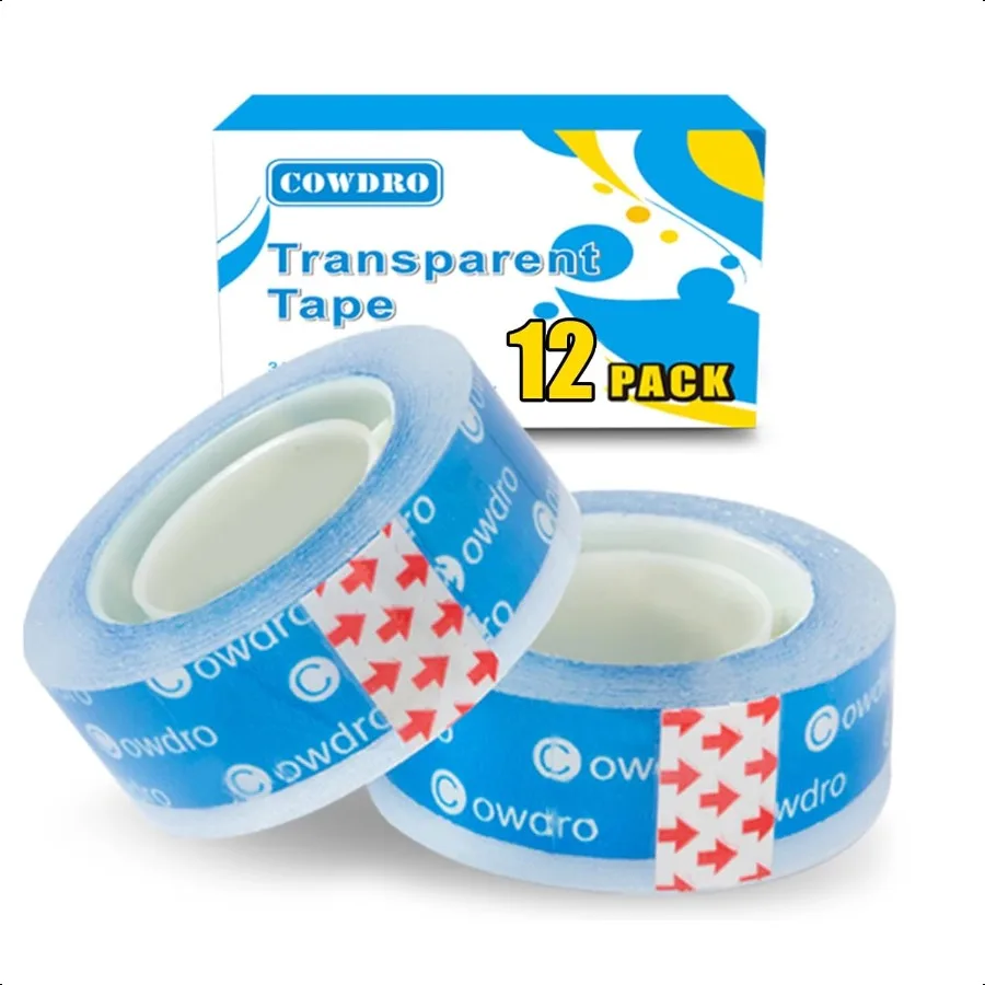 

12 Rolls Clear Tape Refills for Dispenser Easy Tear by Hands Tape Refill for Wrapping Office School Home 0.75 Inch X 1000 Inch