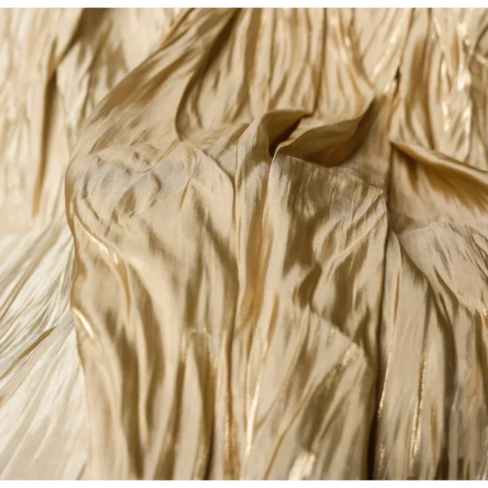 

Ткань плиссированная однотонная цвета кэмел для платьев, ручной работы, для дизайнеров, на метр, для шитья и рукоделия