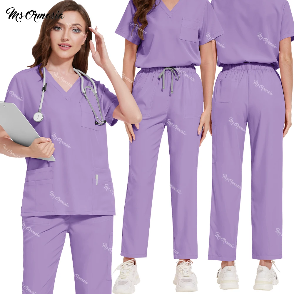 

Nurse Accessories New Scrub Set Hot Selling Multi-color Medical Surgical Straight Pants Set Nursing Uniforms Women Men Work Wear