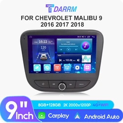 Carplay Car Radio Automotivo Multimedia For Chevrolet Malibu 9 2016 2017 2018 Navigation WiFi/4G GPS Android 12 Player