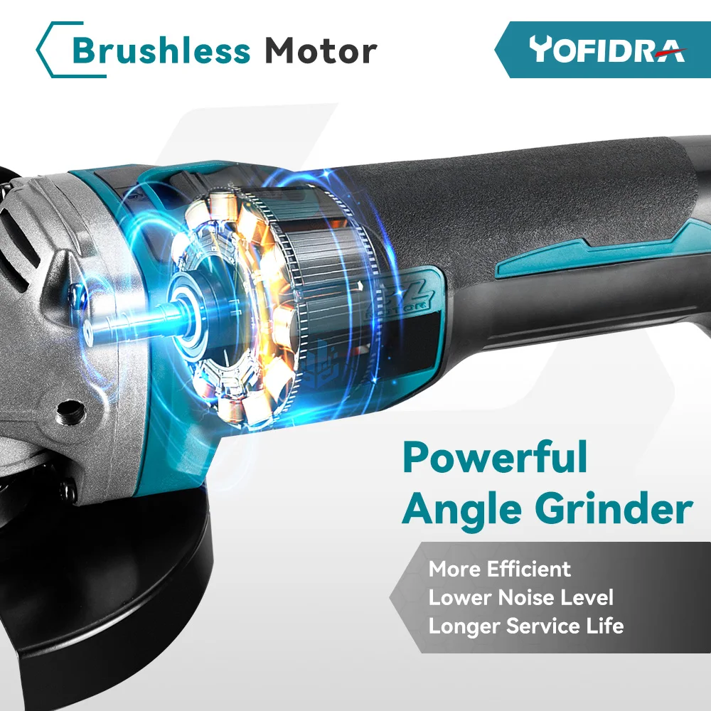 125MM M14 Brushless Electric Angle Grinder Variable Speed for Makita 18v Battery Grinder Cutting Machine Woodworking Power Tool