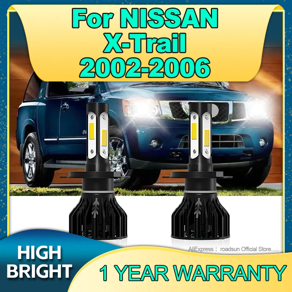 

25000LM H4 LED Headlight Bulbs Canbus Car Light 6000K with Cooling Fan For NISSAN X-Trail 2002 2003 2004 2005 2006