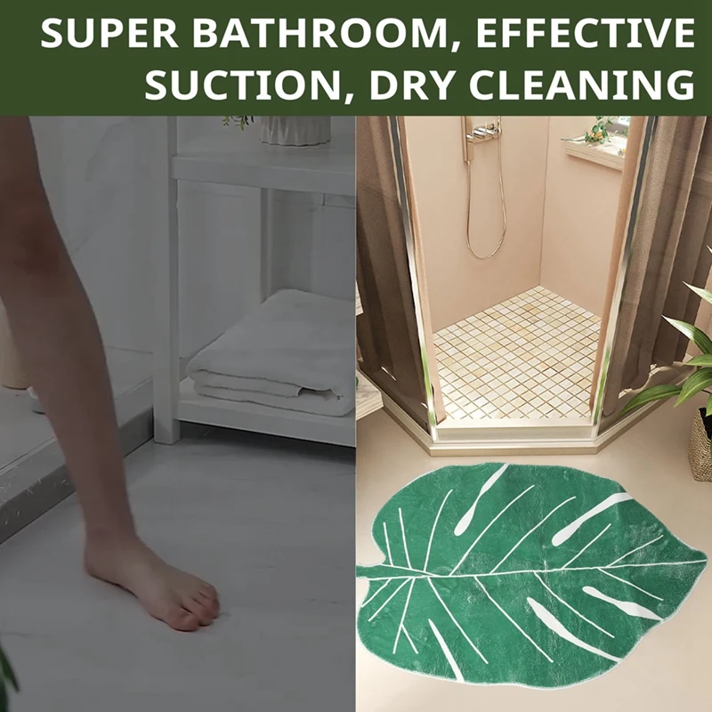 Leaf-Shaped Rug, Home Decoration Rug, Bathroom Mat, Green Rug-AT35