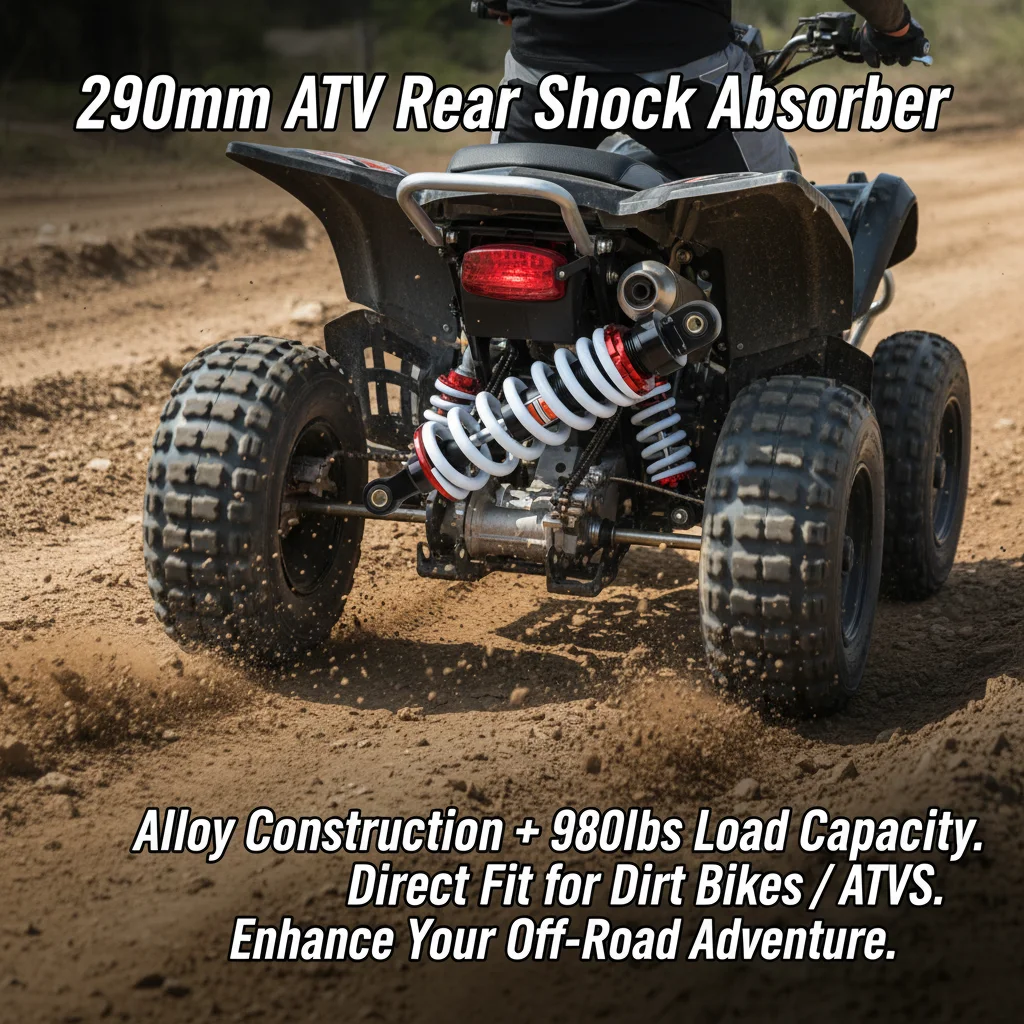 290mm ATV Hinterer Stoßdämpfer, Hochleistungs-980lbs-Federung für Dirt Bike Quad, Aluminiumlegierung Schwarz Weiß Rot