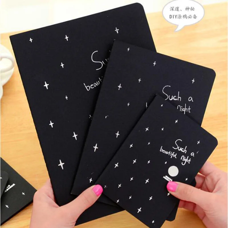 Creative Black Paper Notebook Diary Notepad 16K 32K 56K Sketch Graffiti Notebook For Drawing Painting Office School Stationery