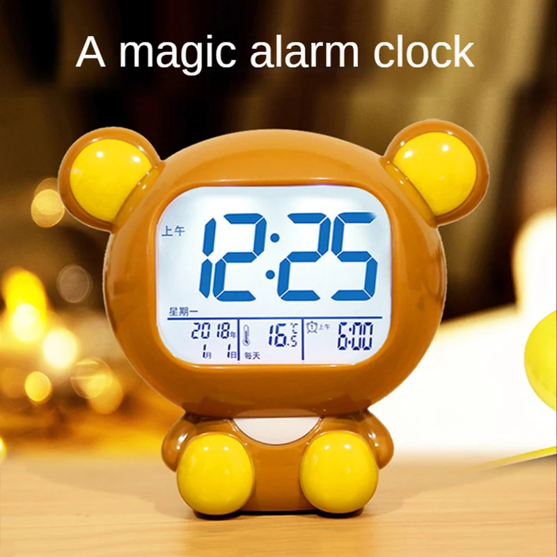 Led Cartoon Digital Clock Cute Silent Electronic Alarm Date Temperature Glow Tube Digital Clock Reloj Mesa Home Clock Digital