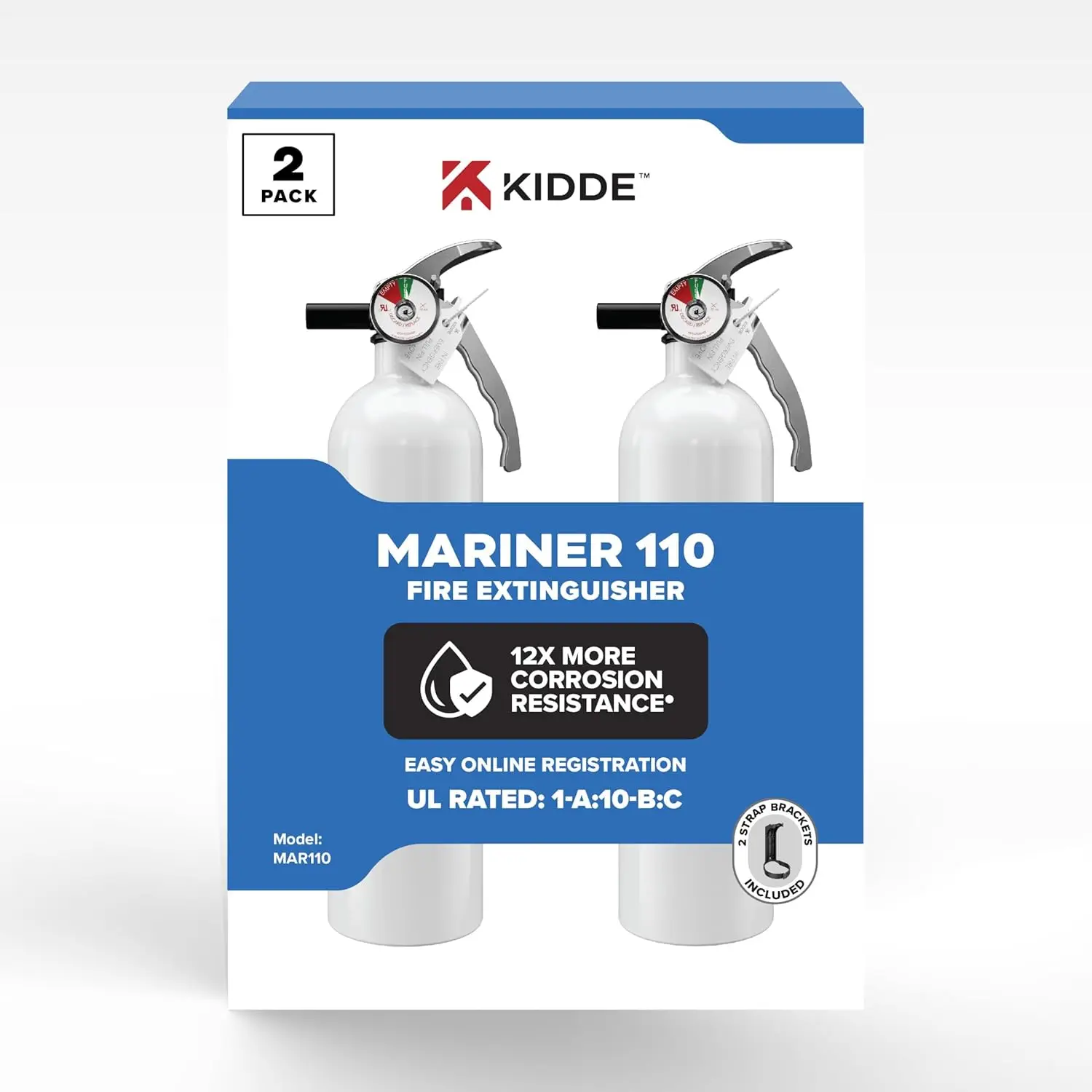 Extintor de Incendios Marino, Paquete de 2, de un Solo Uso, 1A10BC para Embarcaciones, Resistente a la Corrosión