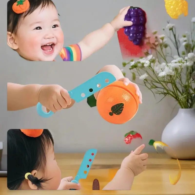 Efficient Motor Skills Development Play Toy; Fruity Felt Board for Pretend Kitchen Game for Kids