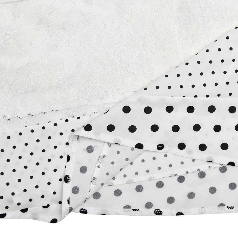 Sheer Lace Patchwork Polka Dots พิมพ์ไม่สมมาตร Maxi กระโปรงผู้หญิงแฟชั่นเอวสูง Slim Casual ทั้งหมด Streetwear กางเกง