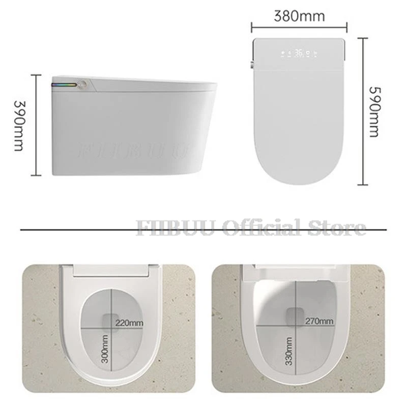 Imagem -06 - Inteligente Montado na Parede para Banheiro Bidé Inteligente sem Tanque Auto Open And Close Assento Aquecido Wallhung Elongado Elétrico wc