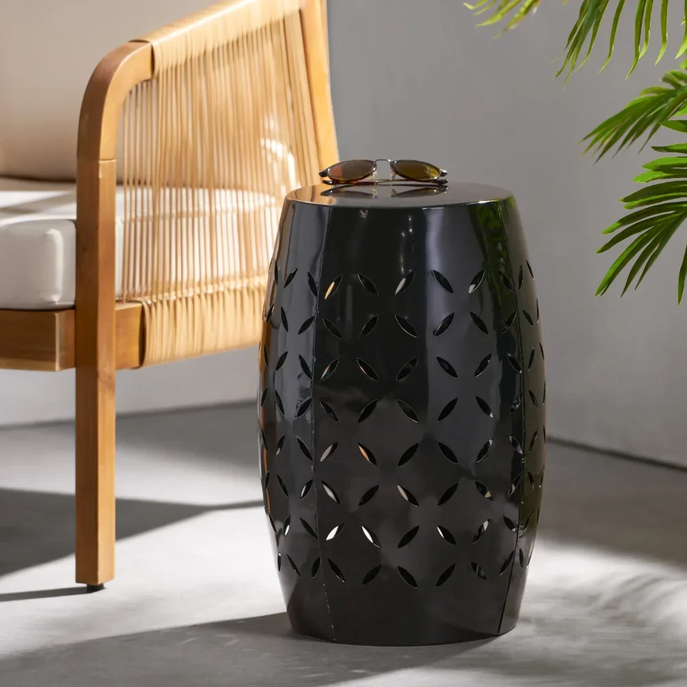 

Outdoor 12" Iron Side Table, Black
