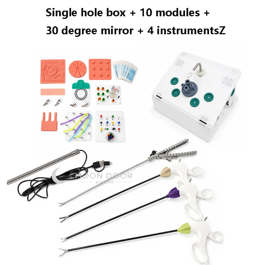 Laparoscopic Training Box Endoscopic Surgery Simulator Trainer Kit with Instruments Suture Pads for Practice