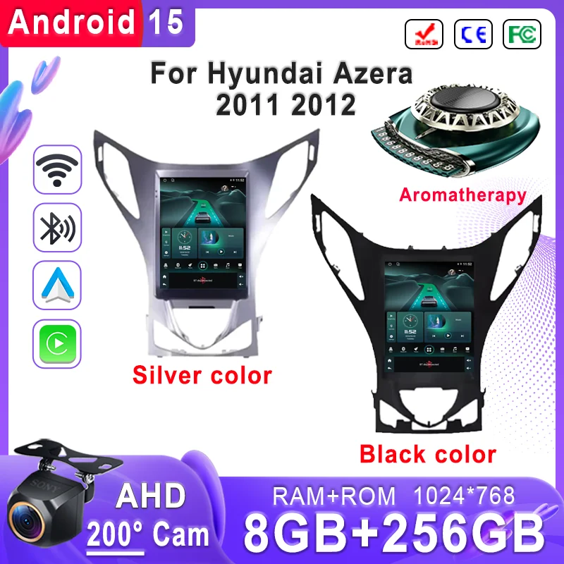 9.7 inch Android 15 Car For Hyundai Azera 2011 2012 GPS Navigation High-performance CPU DVD Player Car Stereo Head Unit No 2din